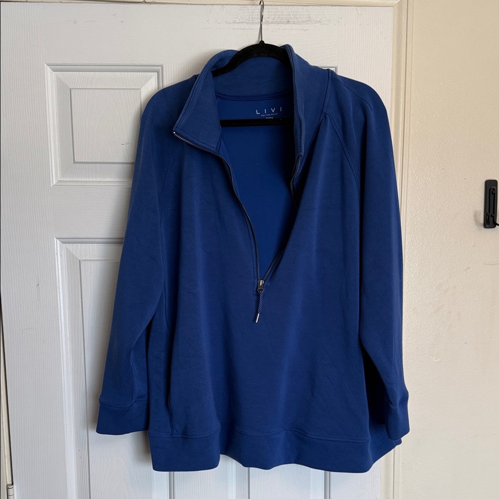LIVI (Lane Bryant) Blue Quarter-Zip Pullover